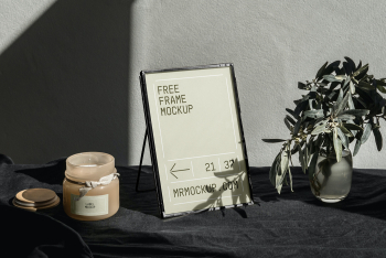 Mini Gold Frame with Flower Mockup Mini Gold Frame with Flower Mockup