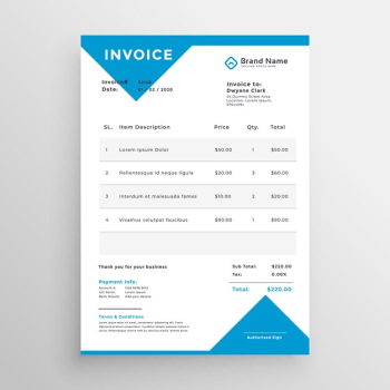 Minimal blue invoice template design Minimal blue invoice template design