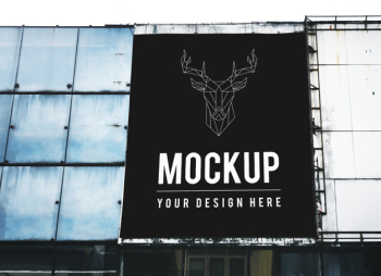 Minimal large-scale vertical billboard mockup Free Psd