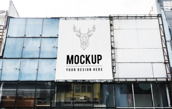 Minimal large-scale vertical billboard mockup Free Psd