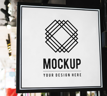 Minimal shop sign mockup with geometric design Free Psd Minimal shop sign mockup with geometric design Free Psd