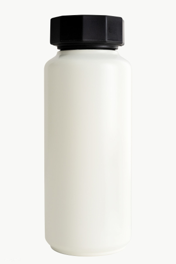 Minimal white water bottle with a black lid  | Free  transparent png - 2345380