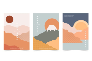 Minimalist japanese cover collection Free Vector Minimalist japanese cover collection Free Vector