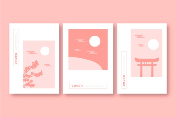 Minimalist japanese cover collection Free Vector Minimalist japanese cover collection Free Vector