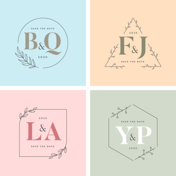 Minimalist wedding monograms in pastel colors Free Vector Minimalist wedding monograms in pastel colors Free Vector