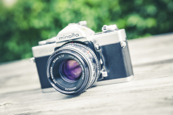 Minolta Grey and Grey Mcla on Grey Wooden Surface Minolta Grey and Grey Mcla on Grey Wooden Surface