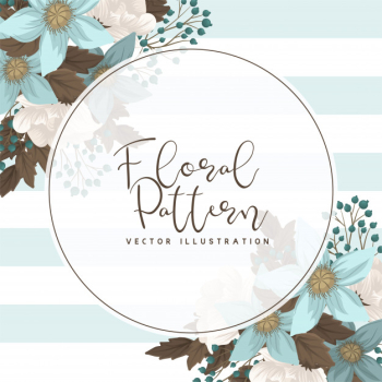 Mint green floral  circle border Free Vector