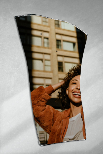 Mirror shard psd mockup with happy… | Free stock illustration | High Resolution graphic
