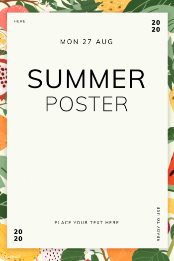Mix tropical fruits summer poster vector | Free  vector - 2289037