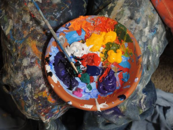 mixed paints in a plate mixed paints in a plate