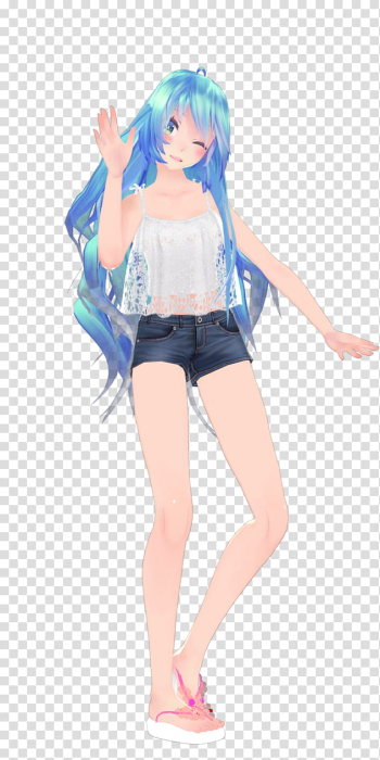 [MMD] Tda Summer HatsuneMiku [DL], female anime character transparent background PNG clipart