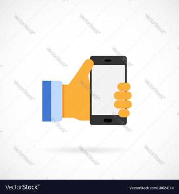 Mobile phone holding hand vector image Mobile phone holding hand vector image