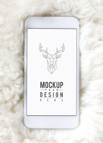 Mobile phone screen mockup on fur surface | Free stock psd mockup - 527646