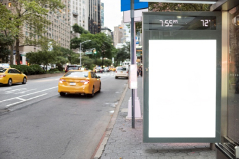 Mock-up billboard in bus stop Free Photo