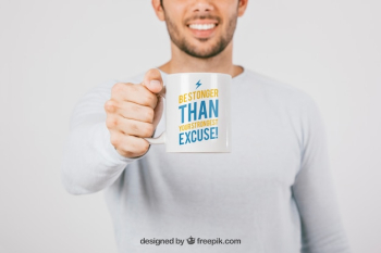 Mock up design with man and mug