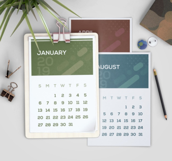 Mock up of hand drawn calendar Free Psd