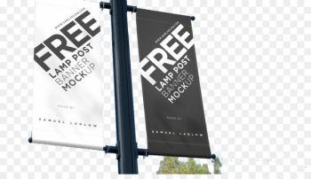 Mockup Banner Advertising Street light - Outdoor advertising flags Road 