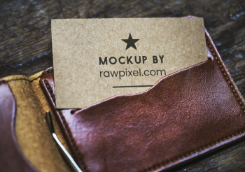 Mockup by Rawpixel Business Card Inside Brown Leather Wallet