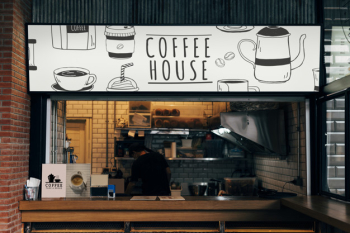 Mockup of a coffee house shop Free Psd