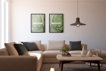 Mockup of frames in living room Free Psd