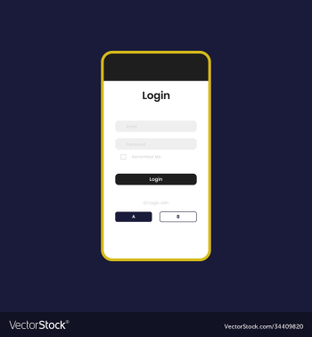 mockup screen with login form