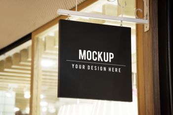 Mockup sign outside of a shop Free Psd