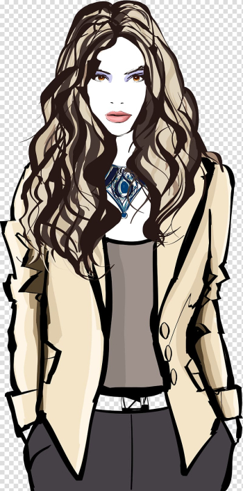Model Fashion Illustration, Paris fashion hand-painted beauty transparent background PNG clipart