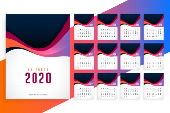 Modern 2020 new year stylish calendar template Free Vector Modern 2020 new year stylish calendar template Free Vector