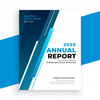 Modern blue business annual report brochure template Free Vector