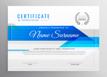 Modern blue horizontal diploma certificate template Modern blue horizontal diploma certificate template