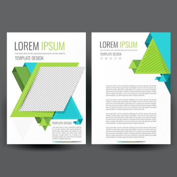 Modern Business Flyer template with Blue and Green Geometric