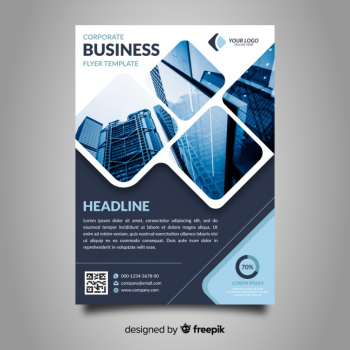 Modern business flyer with photo mosaic Free Vector