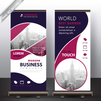 Modern business roll up banner Free Vector