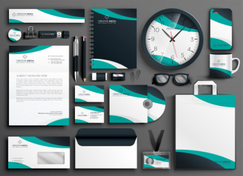 Modern business stationery collateral set Free Vector