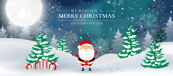 Modern christmas landscape with santa claus and northen lights Free Vector Modern christmas landscape with santa claus and northen lights Free Vector