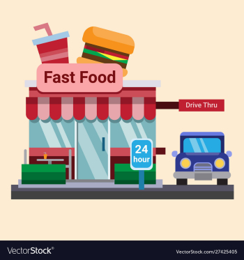 Modern flat commercial restaurant fast food burger vector image Modern flat commercial restaurant fast food burger vector image