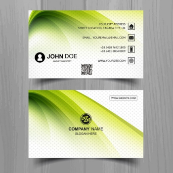 Modern green business card with wavy shapes