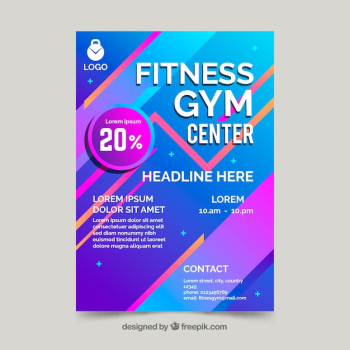 Modern gym flyer template with abstract design