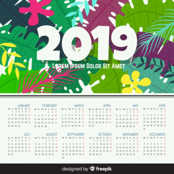 Modern hand drawn 2019 calendar template Modern hand drawn 2019 calendar template