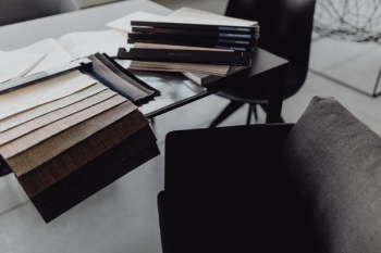 Modern interior of designer workplace Modern interior of designer workplace