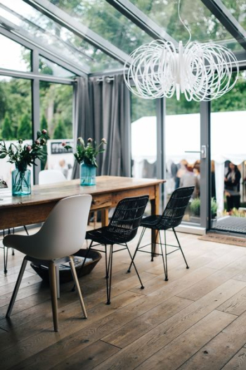 Modern interior with dining table and chairs Modern interior with dining table and chairs