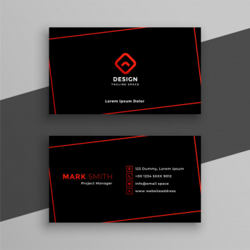 Modern red and black business card template Free Vector