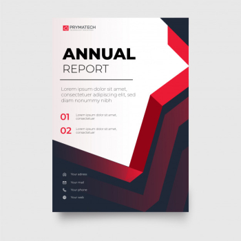 Modern red business brochure with abstract shapes Free Vector