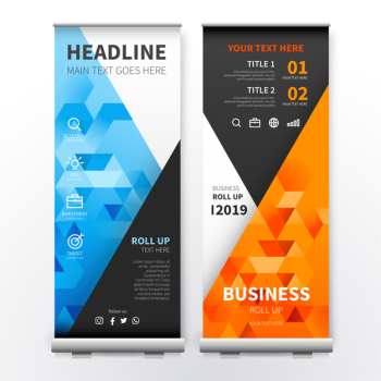 Modern Roll up Banner with Colorful Triangles