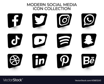 modern social media black icon collection modern social media black icon collection
