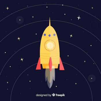 Modern space rocket with flat design Modern space rocket with flat design