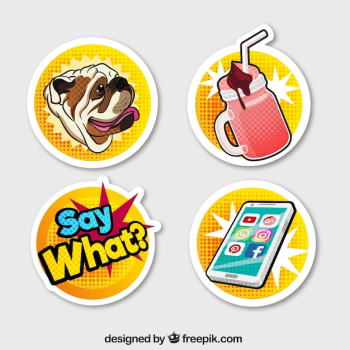 Modern stickers with pop art style Modern stickers with pop art style