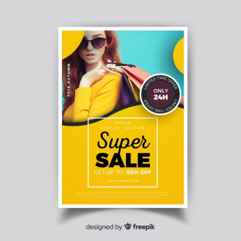 Modern super sale flyer template Free Vector