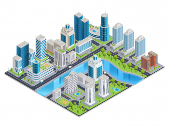 Modern urban isometric landscape Free Vector Modern urban isometric landscape Free Vector