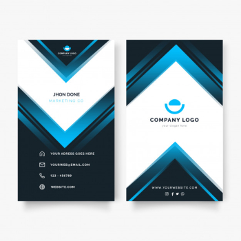 Modern vertical business card with blue shapes Free Vector Modern vertical business card with blue shapes Free Vector